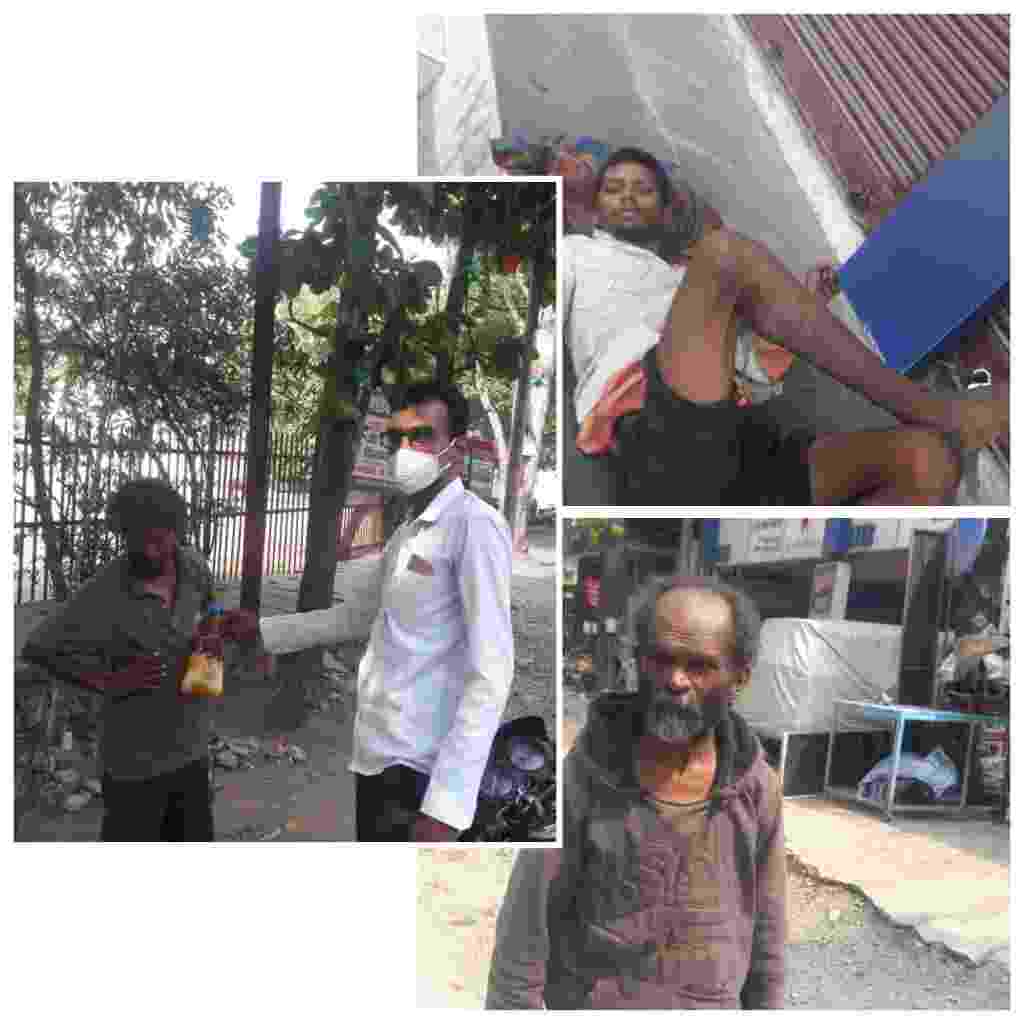 मुस्लिम युवक रिंग की  नई पहल संस्थापक पहल श्री संत राम जेठमलानी के साथ मिलकर सड़क में बैठे मंद बुद्धि के लोगों को  खाना निशुल्क देने का काम कर रहा