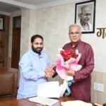 मुख्यमंत्री श्री बघेल से महाराष्ट्र के उर्जा मंत्री श्री राउत ने की मुलाकात