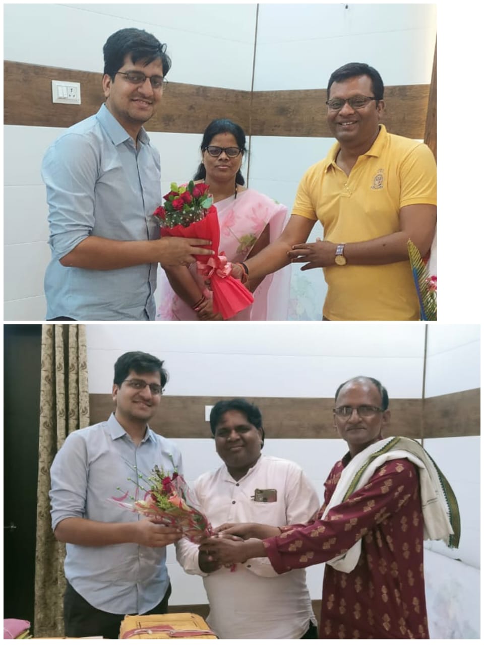 नव पदस्थ आयुक्त संबित मिश्रा से मिलने पहुँचे जनप्रतिनिधि-पुष्पगुच्छ से किया स्वागत