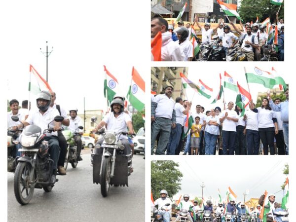 जिंदल स्टील एंड पॉवर से निकली भव्य तिरंगा यात्राबाइक पर पूरे शहर का भ्रमण किया