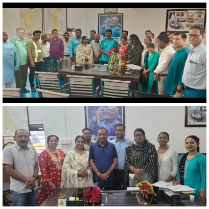 कांग्रेस विधि विभाग के नवगठित सदस्यों ने शहर अध्यक्ष मनीष श्रीवास्तव के नेतृत्व में पर्यटन मंडल अध्यक्ष अटल श्रीवास्तव और सहकारी बैंक अध्यक्ष प्रमोद नायक से भेंट किया