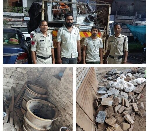 रायगढ़ शहर के तीन कबाड़ गोदामों पर पुलिस की छापेमारी, स्क्रैप और आयरन पैलेट लोडेड 11 वाहन जब्त*