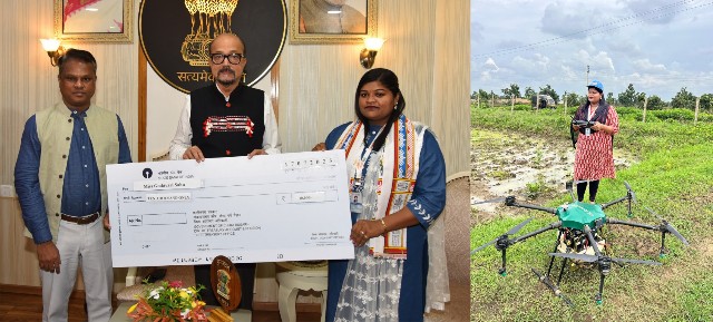 प्रेरणा की मिसाल बनीं मुंगेली सरगाँव की ड्रोन दीदी गोदावरी साहू*  *राज्यपाल श्री डेका ने किया सम्मान, दी 10 हजार रूपए की प्रोत्साहन राशि*
