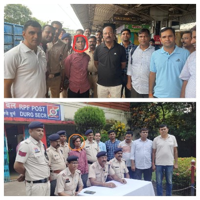 रायपुर एम्स से पुलिस को चकमा देकर ट्रेन से भाग रहे हत्या के आरोपी को आरपीएफ की संयुक्त टीम  के हत्थे चढ़ा