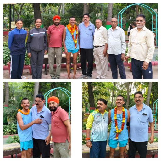 59 वर्षीय डॉ रंजीत सिंह पावर 35 कि मी.  मैराथन कोटा से बिलासपुर तक की कंपनी गार्डन में नागरिकों ने गर्म जोशी स्वागत की