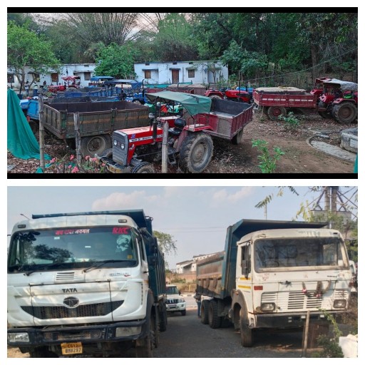 खनिजो के अवैध उत्खनन, भंडारण व परिवहन पर 14 ट्रेक्टर ट्राली, 5 हाइवा व 1 पोकलेन मशीन व 1 जे सी बी मशीन जप्त*