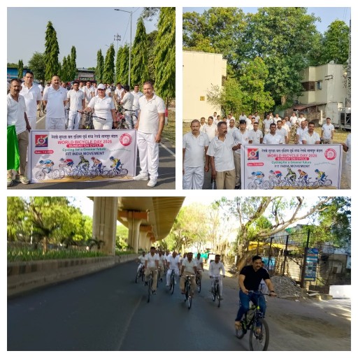 विश्व साइकिल दिवस एवं “संडेज ऑन साइकिल” अभियान के तहत दक्षिण पूर्व मध्य रेलवे, नागपुर मंडल रेल सुरक्षा बल ने निकाली जागरूकता साइकिल रैली*