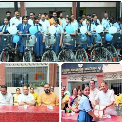 आत्मानन्द स्कूल तिलकनगर में सरस्वती सायकल योजना के तहत  नगर विधायक अमर अग्रवाल ने  सायकल वितरण किया